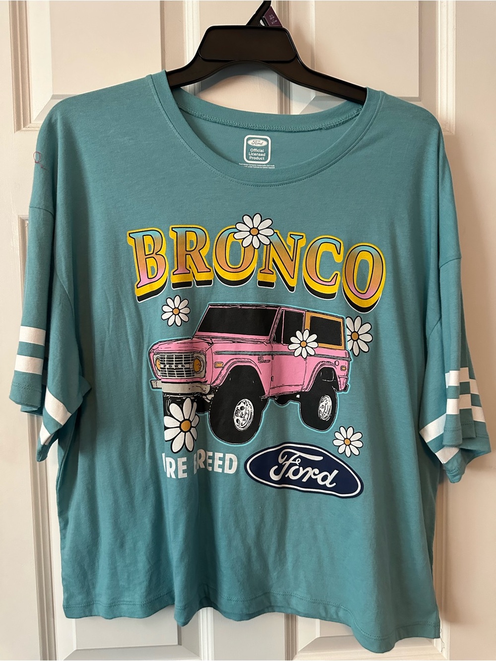 NWTS Hybrid Apparel Teal Graphic FORD Bronco Tee w/Pink Truck Sz 2X